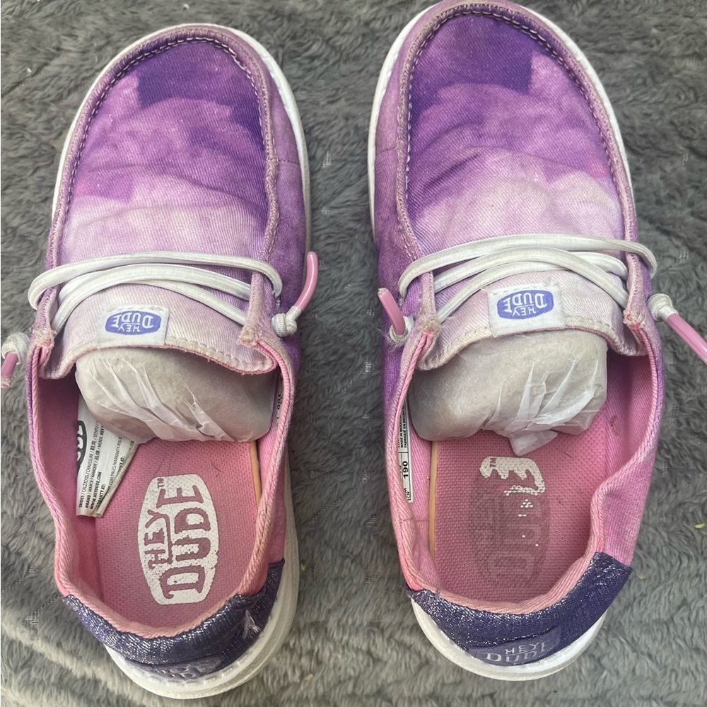 Hey Dude Kids Tie-Dye Purple Moccasins